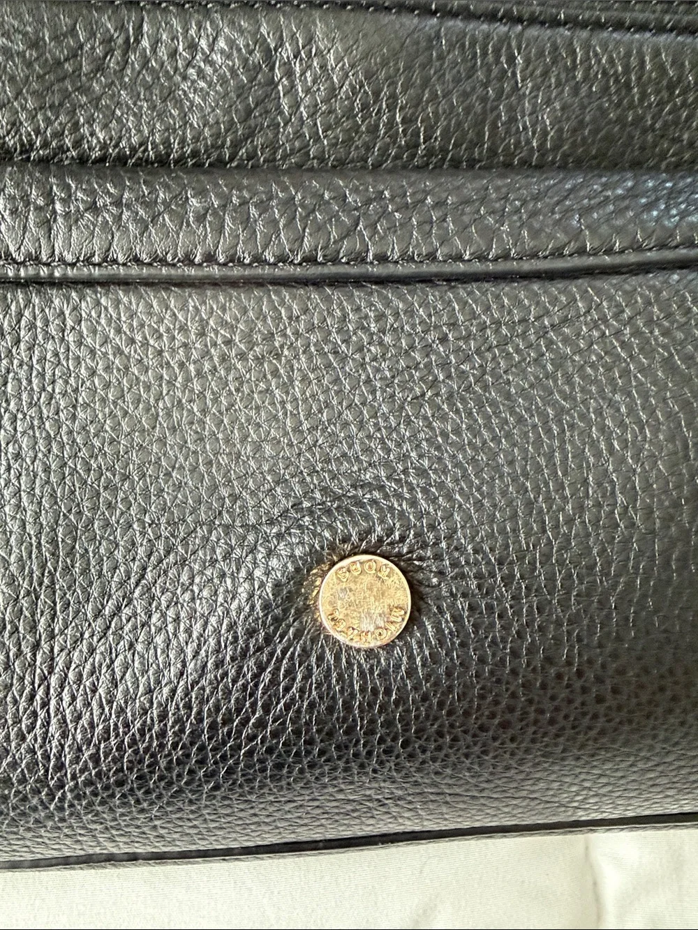 Michael Kors Black Pebbled Leather Tote with Gold Hardware